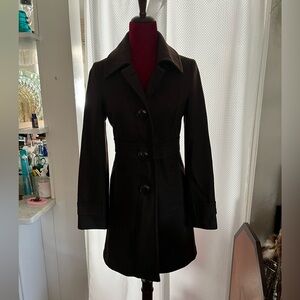 Tulle by Anthropologie Women’s Dark Chocolate Wool Blend Over Coat (Small)